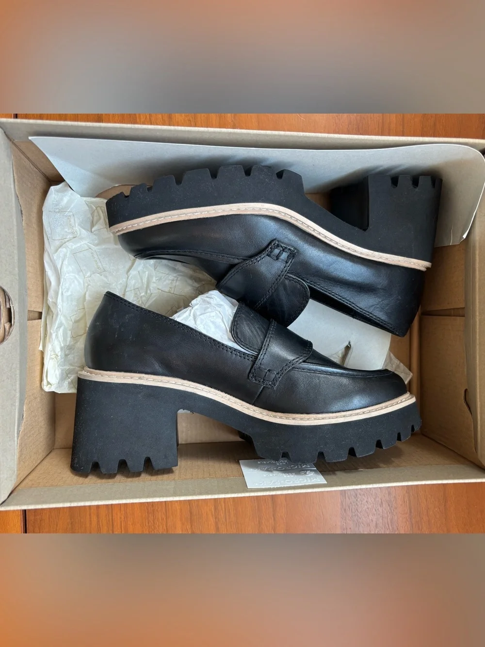 Dolce Vita Halona Chunky Penny Loafers Onyx Leather Size 6